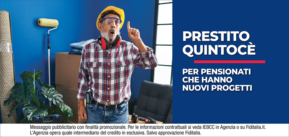 Agenzia Gruppo Sizzi Srl Fiditalia | Brindisi, Taranto, Manduria, Ostuni, Martina Franca, Monopoli | Cessione del Quinto Quintocè - Un consulente dedicato per i progetti di dipendenti e pensionati. Messaggio pubblicitario con finalità promozionale. Per le informazioni contrattuali si veda IEBCC in Agenzia o su Fiditalia. it. L’Agenzia opera quale intermediario del credito in esclusiva. Salvo approvazione Fiditalia.